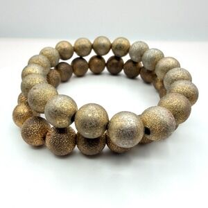 Vintage Gold Tone Beaded Stretch Bracelet Stackable Boho Stardust Ball